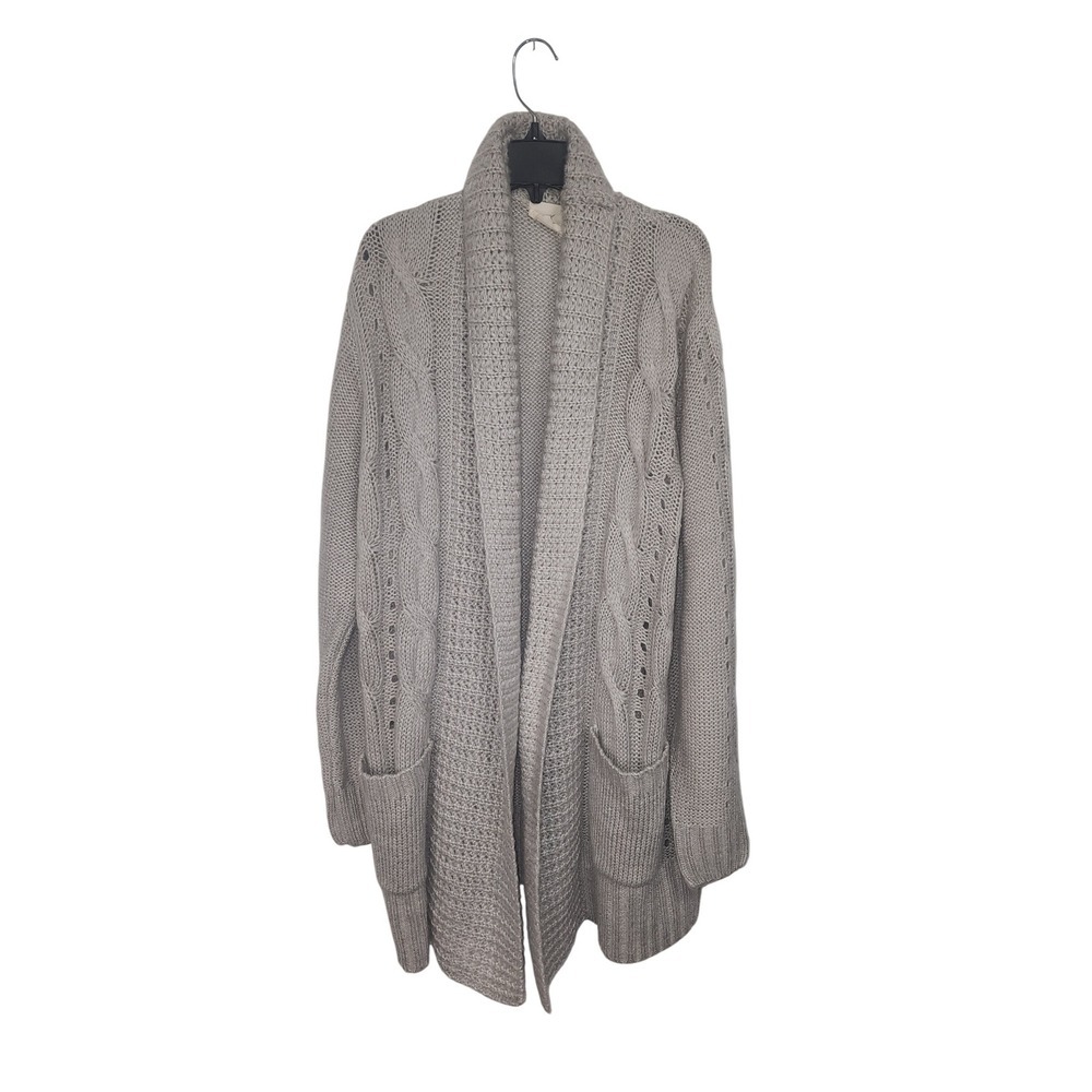 Womens Hyped Unicorn Cable Knit Open Front Cardigan Sweater Gray Medium‎